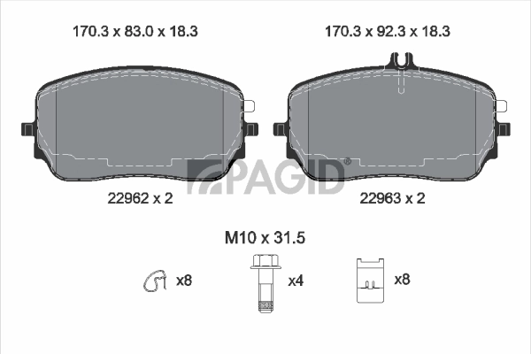 К-т передних тормозных колодок (4 шт) MERCEDES-BENZ (арт. a0004206703)