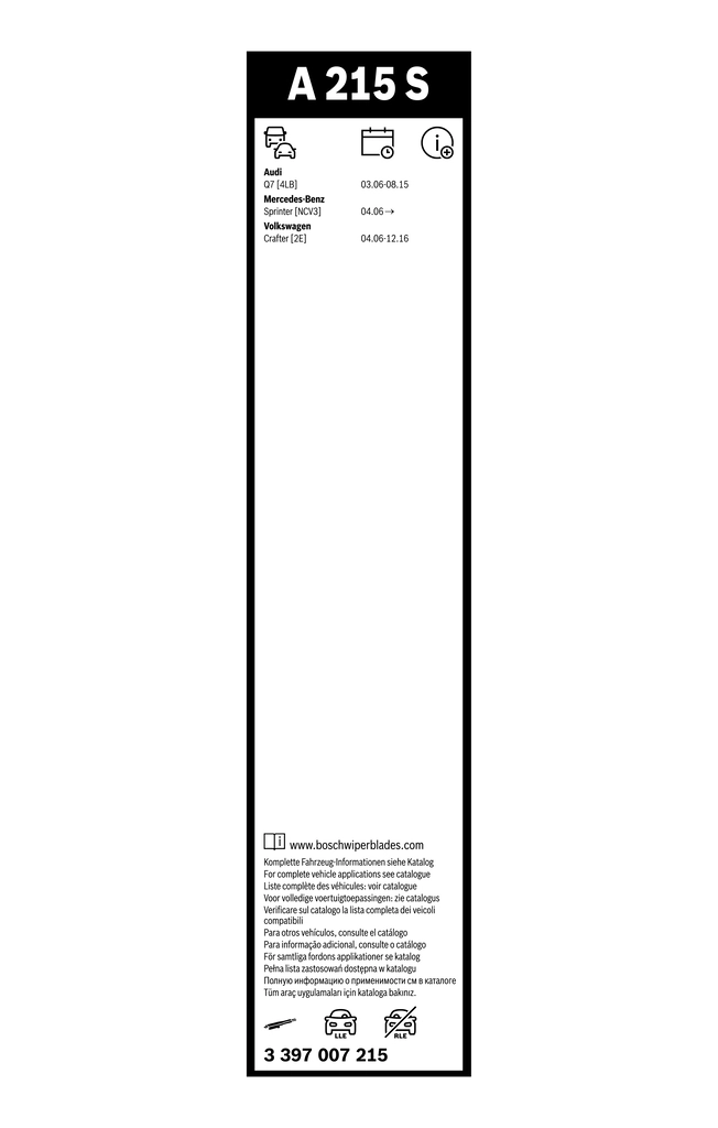 Стеклоочиститель Aerotwin ком/кт 650mm/600mm BOSCH (арт. 3397007215)