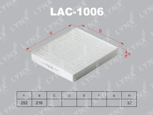 Фильтр салонный LYNX AUTO (арт. lac-1006)