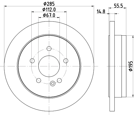 Диск тормозной HELLA (арт. 8dd355105851)