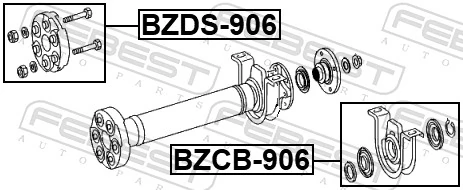 Муфта карданного вала (+ болты коепл.) FEBEST (арт. bzds-906)
