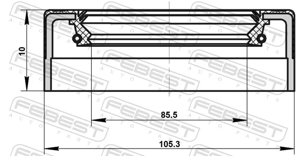 Сальник ступичный передний 85.5x105.3x10x11 FEBEST (арт. 95ney-871051011x)