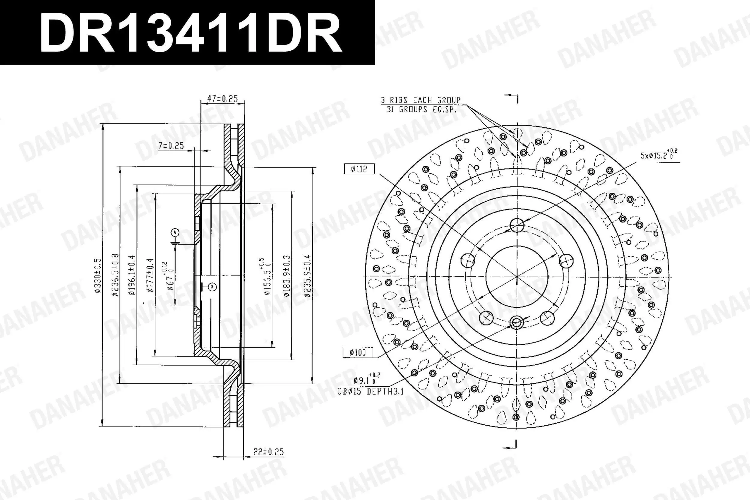 Диск тормозной задний METACO (арт. 3060-473)