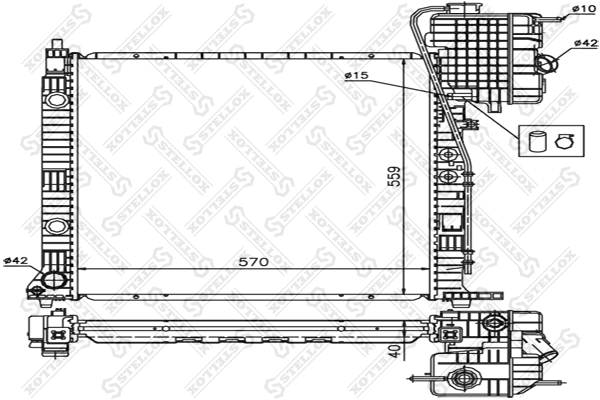 радиатор системы охлаждения МКПП 570x558x42 STELLOX (арт. 10-25872-sx)