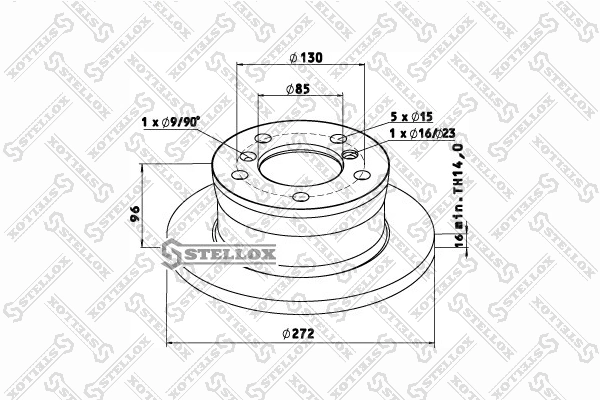 Диск тормозной 272x97x16x85 n5+n1d17 STELLOX (арт. 85-00763-sx)