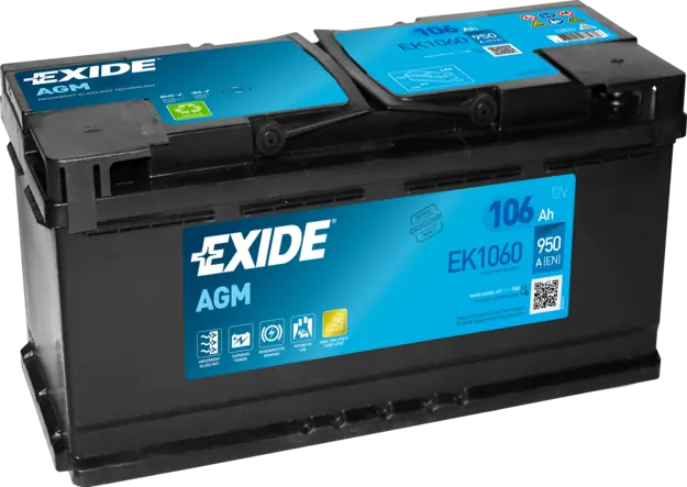 Аккумулятор EXIDE MICRO-HYBRID Start-Stop AGM 106А/ч (-/+) 12V 950A EN 393x175x190 EXIDE (арт. ek1060)