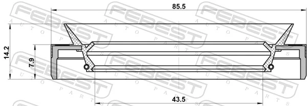 Сальник привода 43.5X85.5X7.9X14.2 FEBEST (арт. 95mes-45850814c)