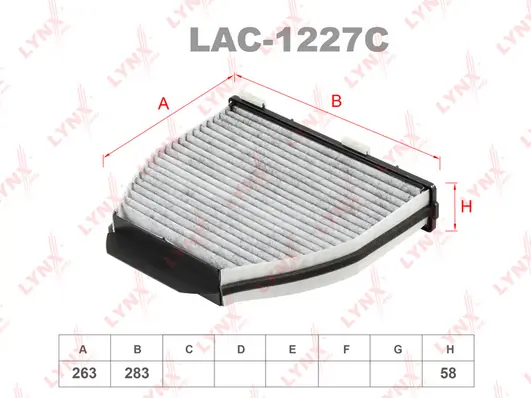 Фильтр салонный угольный LYNX AUTO (арт. lac-1227c)