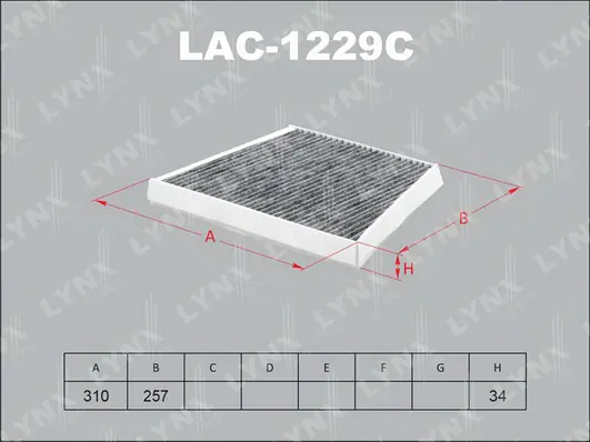 Фильтр салонный угольный LYNX AUTO (арт. lac-1229c)