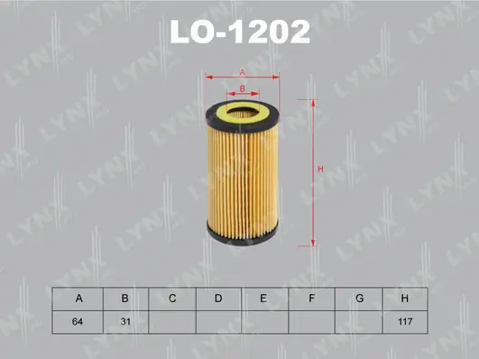 Фильтр масляный LYNX AUTO (арт. lo-1202)